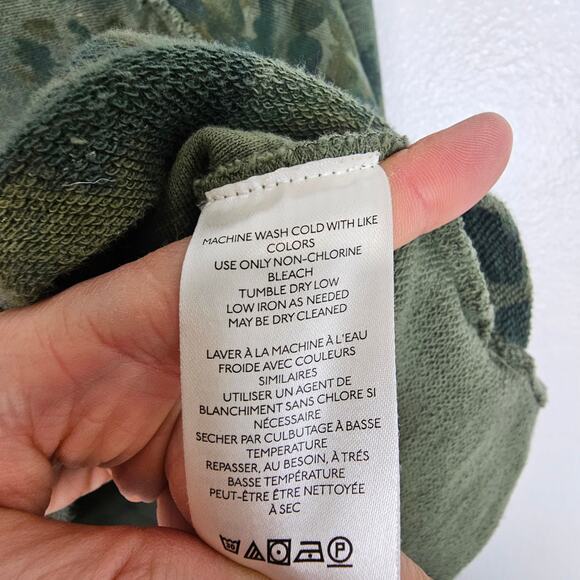 PILCRO Anthropologie Camo Reworked Popover V-Neck Boxy Hi-Low Sweatshirt Size L - Picture 8 of 10